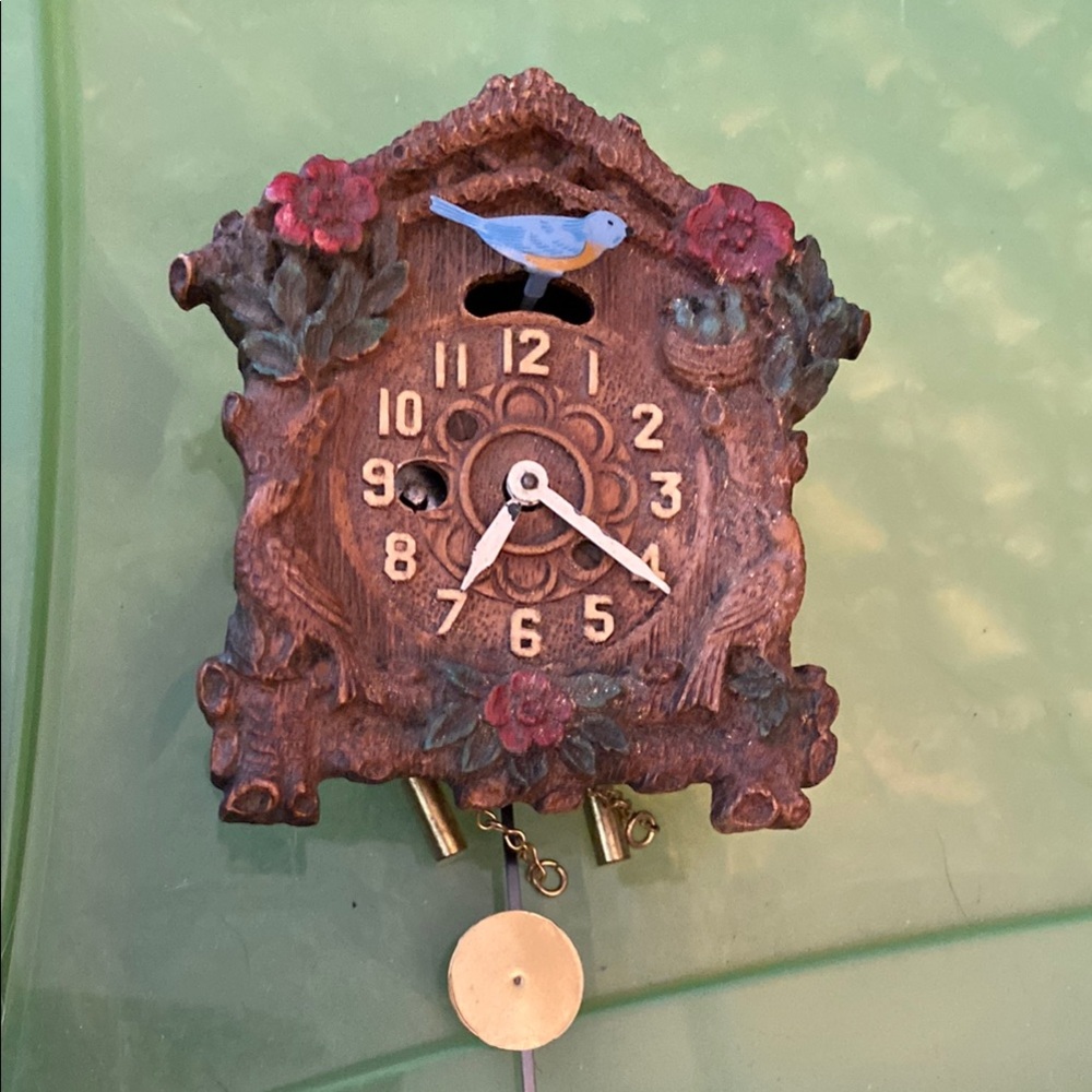 Rustic Brown Cuckoo Clock with Floral Accents by Columbia Time Product